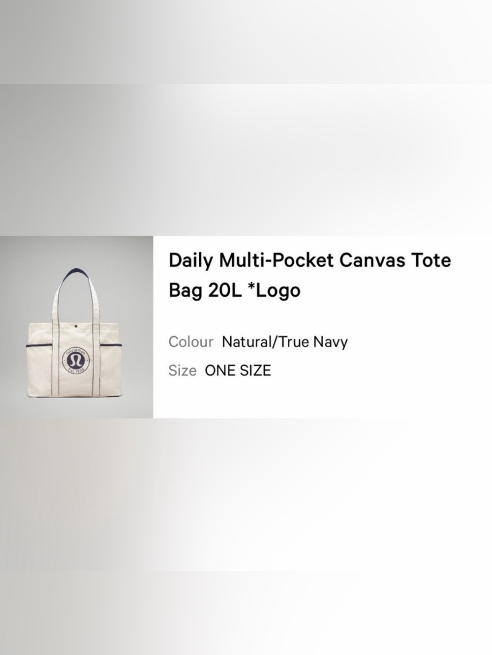 lululemon athletica Daily Multi-Pocket Canvas Tote Bag - Natural/True Navy